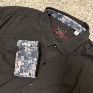 Robert Graham Men's 3XL Cotton Classic Fit Black Flip Cuff Long Sleeve Shirt